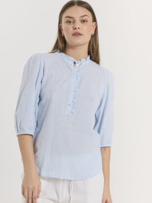 Freequent Rolly skjorte blue w off-white